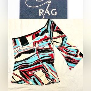 RAG single sleeve Geometric Print multicolored blouse SIZE L NWOT